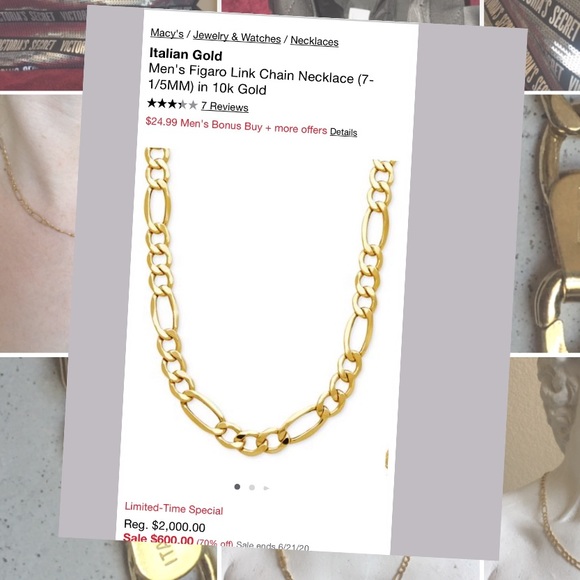 Other - Genuine 10ct Gold Figaro Chain link necklace